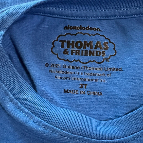 New No Tag Thomas & Friends Blue Crew Neck Decal Tee Shirt 3T Pull Together - Picture 5 of 7